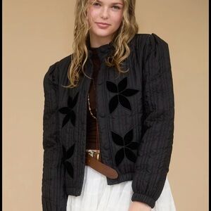 Blu Pepper Black Floral Bomber Jacket